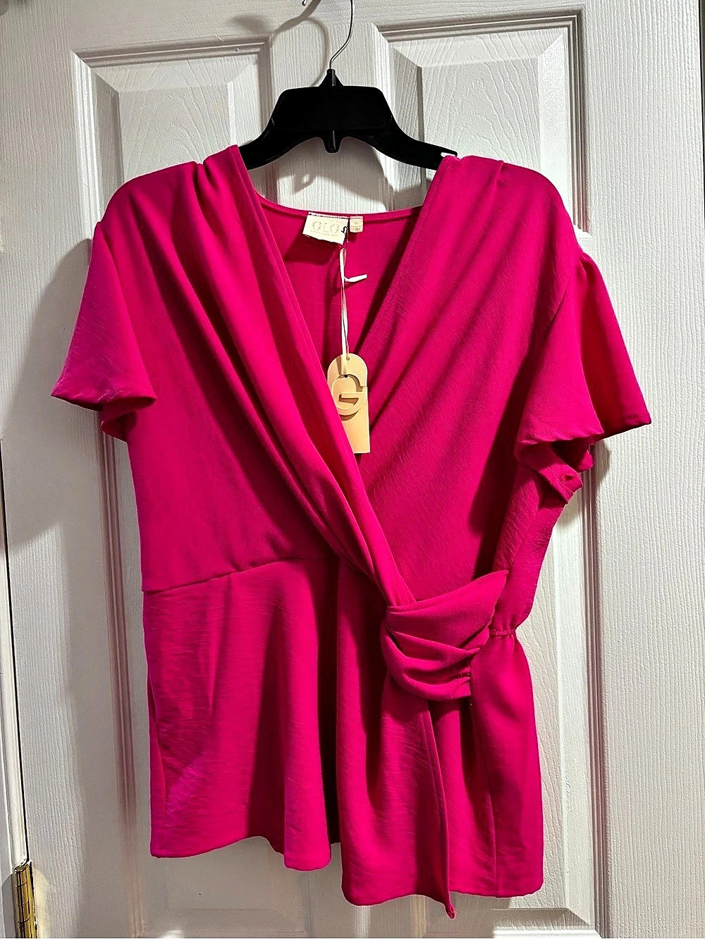 GIGI Pink Short Sleeve Blouse Size Medium NWT